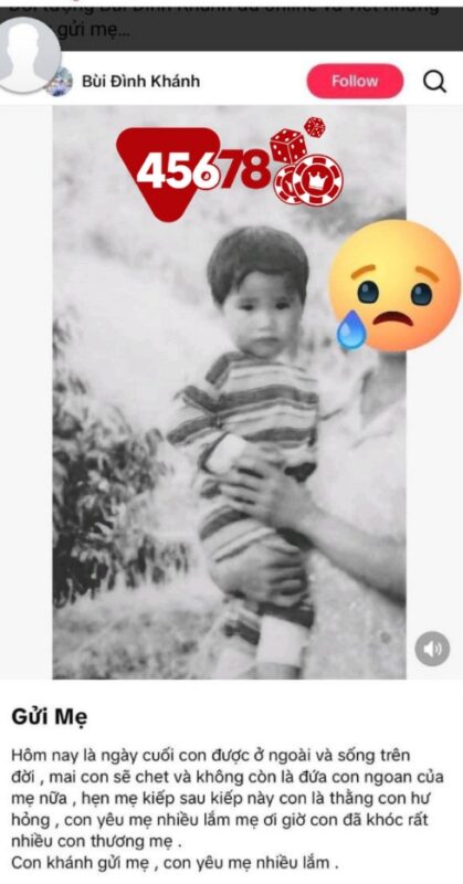 Đối tượng Bùi Đình Khánh bị truy nã đã online và viết những dòng tâm trang gửi mẹ